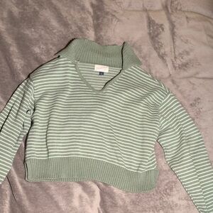 Universal Thread Sage Striped V-Neck Sweater